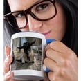 thumbnail image 2 of 3drose, a Photograph of a Nigerian Dwarf Goat Relaxing under a Bench., 11oz Two-tone Blue Mug, 2 of 6