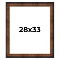 28x33 Frame Brown Walnut Gold Ornate Trim Solid Wood Plein Air Picture Frame | 3 Inch Moulding