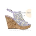 thumbnail image 3 of BLISSFUL STEP Women's Shoes Lace Platform Wedge Slingback Open Toe Buckle Sandals  Purple 5.5, 3 of 6
