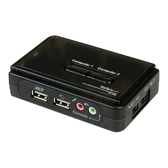 StarTech.com USB VGA KVM Commutateur 2 Ports - Single VGA - Prise en Charge Audio et à Chaud - Commutateur KVM 2048x1536 60Hz - Commutateur Vidéo KVM (SV211KUSB) - Commutateur KVM / Audio - 2 x KVM / Audio - 1 Utilisateur local - Bureau