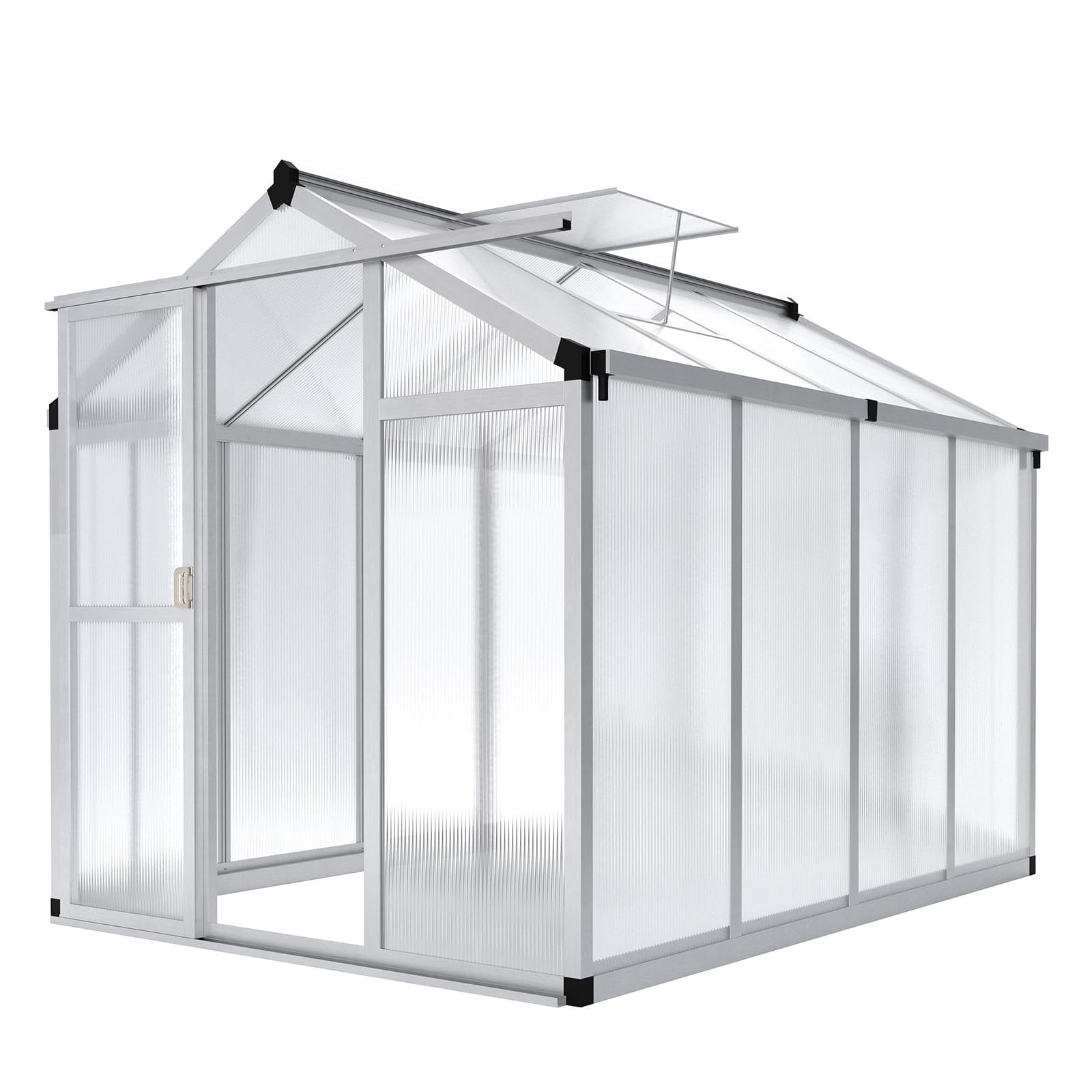 6x8 FT Greenhouse for Outdoors,Polycarbonate Greenhouse with Quick Setup Structure and Roof Vent,Aluminum Greenhouses Heavy Duty,Large Walk-in Greenhouse for Winter Garden,Backyard,Patio,Lawn