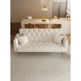 thumbnail image 4 of FFH 71" Velvet Futon, Convertible Sleeper Sofa Bed with 3-Position Adjustable Backrest, Twin-Size Sleeper Sofa with Throw Pillows, Beige, 4 of 10