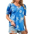thumbnail image 5 of Hibeli Hawaiian Shirts for Women Puff Short Sleeves Tropical Print Top Vacation Outfits, 5 of 7