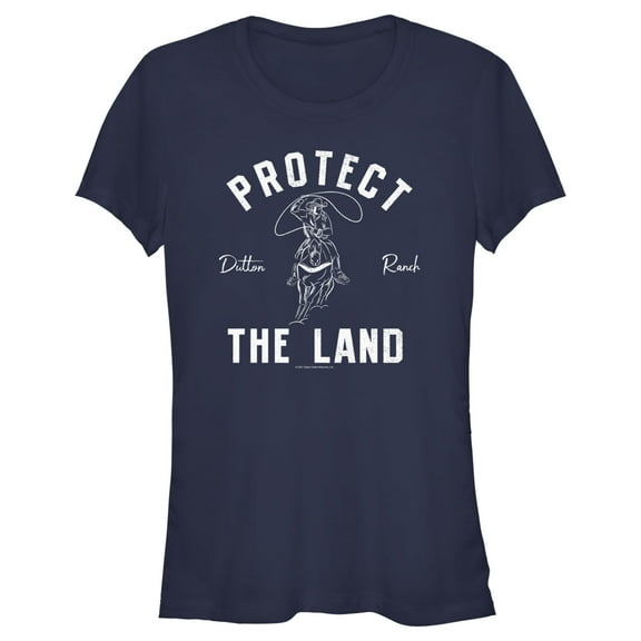 Junior's Yellowstone Protect The Land Dutton Range Cowboy Outline  Graphic T-Shirt
