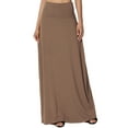 thumbnail image 1 of TheMogan Women's S~3X Casual Draped Jersey Foldable Waist Relaxed Long Maxi Skirt, 1 of 7