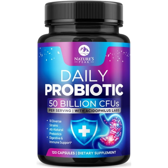 Probiotics 50 Billion CFU Per Serving - 10 Premium Strains   Digestive Enzymes & Prebiotics - Best Probiotic for Women & Men, Supports Immune, Gut Health, Constipation, Gas & Bloating - 120 Capsules