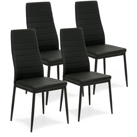 Best Choice Products Set of 4 Modern High Back Faux Leather Dining Chairs with Metal Frame, (Best Polish Black Metal)