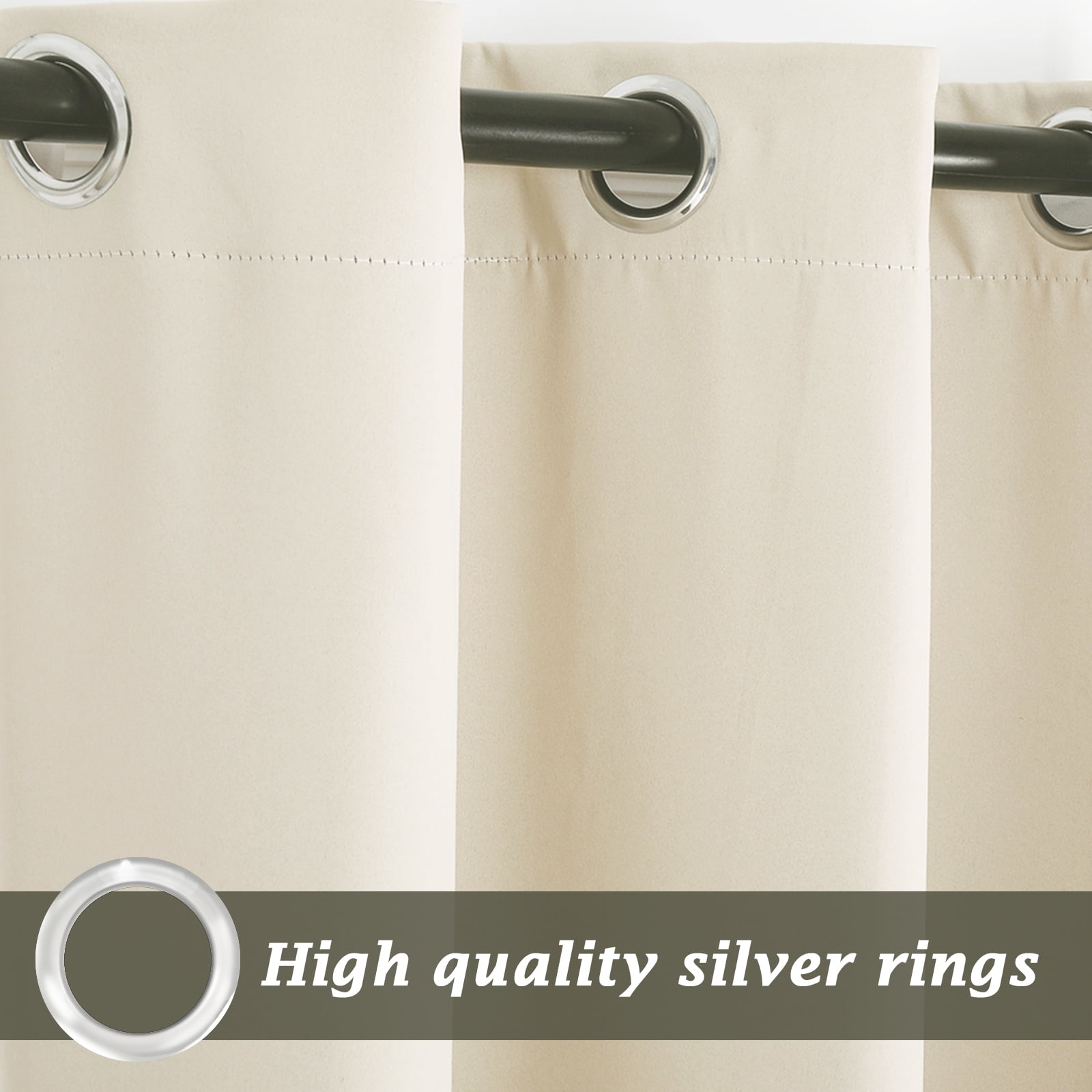 Topchances Outdoor Beige Grommet Blackout Thermal Insulated Outdoor Curtains, "54 x 96" 2 Panel