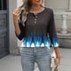 thumbnail image 2 of TaTaai 3/4 Sleeve T-Shirt Skin-Friendly Lightweight Women's Fashion Printed Button Round Neck Loose Casual All Occasion Daily Wear Top Gift, 2 of 7