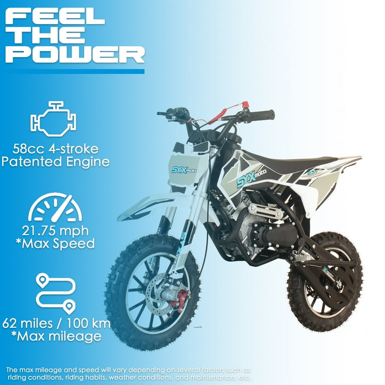 SYX MOTO VK Gas 58cc Dirt Bike, 91# Fuel, 1 Seat, Black - Walmart.com