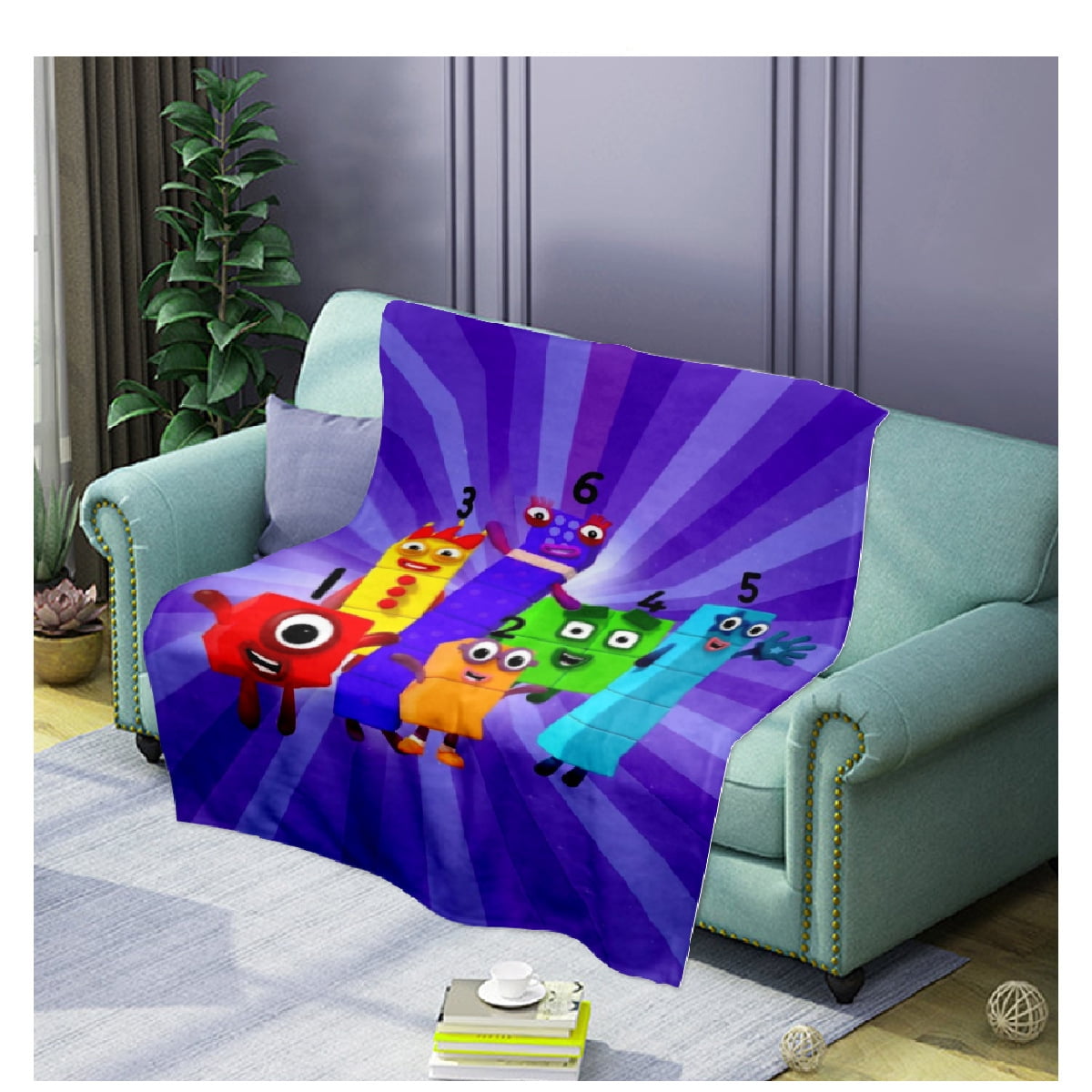 Cartoon Number blocks Throw Blanket, Soft Lightweight Decorative Flannel Throw for Sofa Couch Bed Travel Home Decor