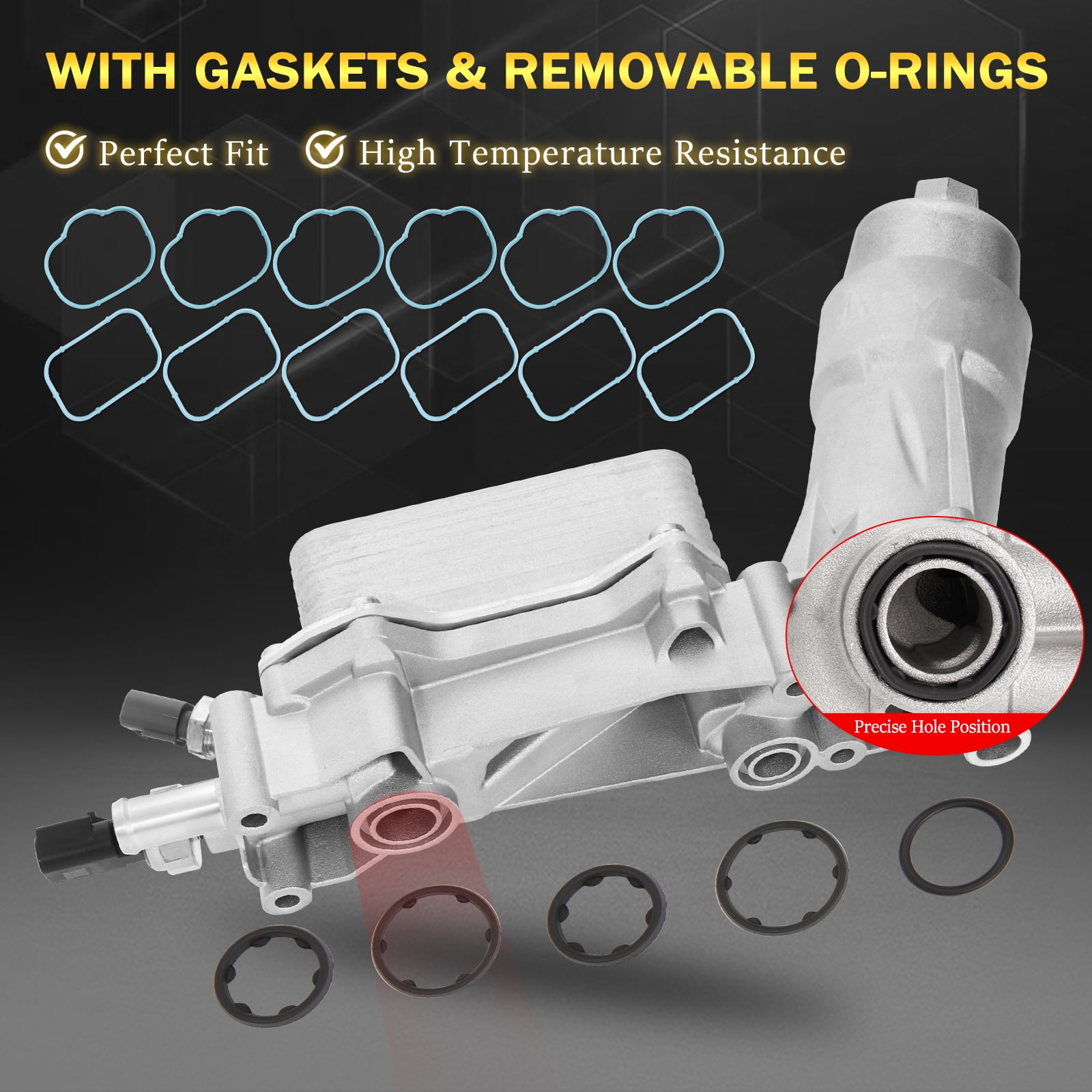 926-959 Full Aluminum Engine Oil Filter Housing with Oil Cooler Sensors and Gaskets Kit Compatible with 2011-2016 Jeep Dodge Chrysler Ram 3.6L