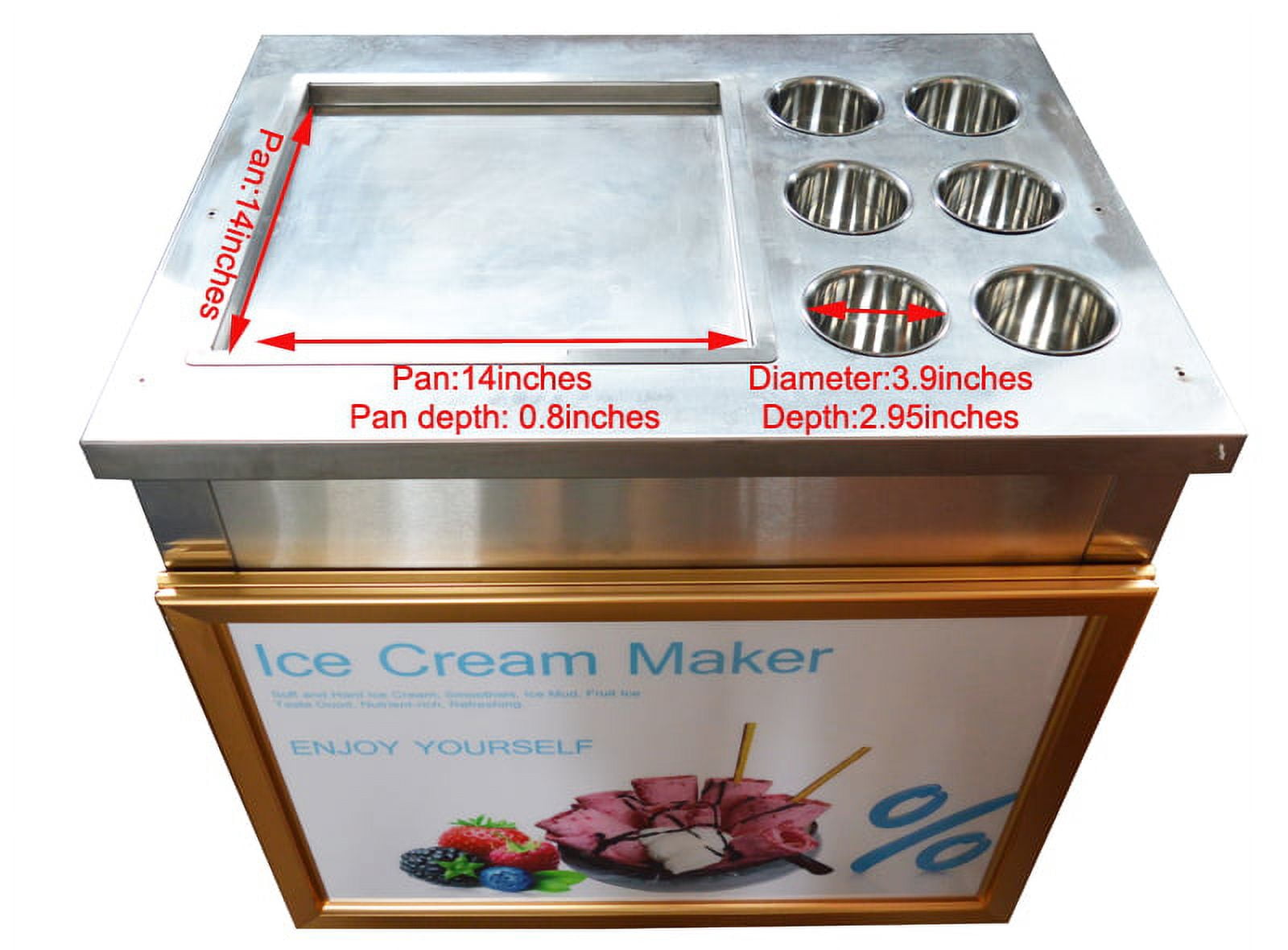 Commercial Ice Cream Maker Fried Ice Cream Roll Machine Instant Stir Roll Yogurt Dessert Machine with Dust Cover