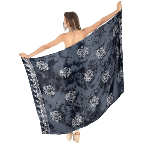 HAPPY BAY Women's Beachwear Summer Bikini Wraps Beach Wrap Swimwear Coverups Sarong Swim Cover up Skirt Bathing suit Swimsuit Pareo for Women One Size Floral, Black