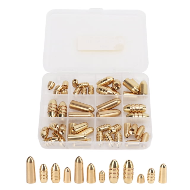 Plomos De Aparejos De Pesca De Latón, 46 Uds. Kit De Plomos De Pesca Antioxidación Lisos Con Caja Para Pesca De Agua Salada Para Pesca De Agua Dulce ANGGREK Otros Deportes