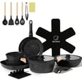 thumbnail image 1 of BECIGAR 23PCS Ceramic Nonstick Cookware Set, Nonstick Detachable Handle Ceramic Cookware, Induction Kitchen Cooking Set with Removable Handle,include Frying Pans & Saucepans Oven Safe(Black), 1 of 7