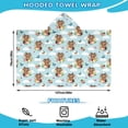 thumbnail image 2 of Blue Highland Cow Flower Butterfly Pattern Hooded Bath Towel，50"x30" for Ages 3 To 12 Kids, Quick Dry Lightweight Soft Microfiber Hood Beach Towel Cover Up for Kids, 2 of 7
