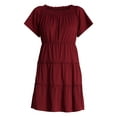 thumbnail image 6 of Time and Tru Women's Tiered Cotton Mini Dress with Flutter Sleeves, Sizes XS-XXXL, 6 of 6