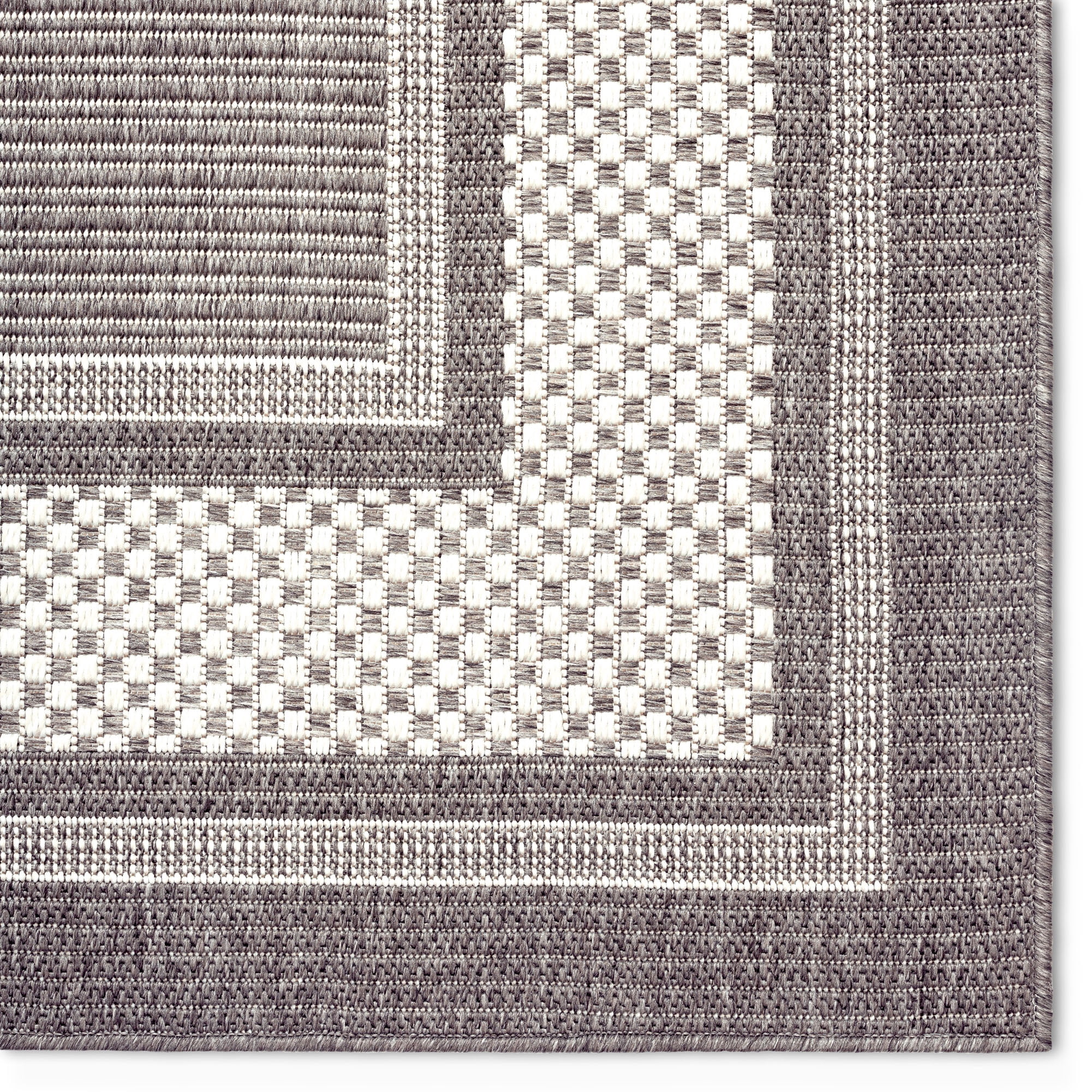 Home Dynamix Tripoli Julie Modern Border Indoor/Outdoor Area Rug, Grey/Ivory, 5'2"x7'2"