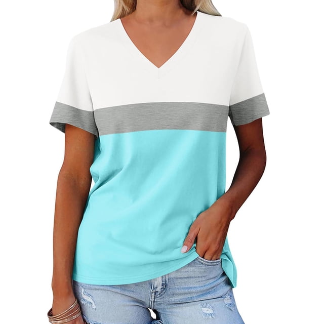 Blouses pour Femmes Mode Décontractée pour Femmes Imprimé Galaxie Astral T-shirt à Col en V à Manches Courtes