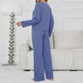 thumbnail image 4 of AWZXDE Women's Long Sleeve Top & Pants Lounge Set Drawstring Waist Pants Comfortable Casual wear Blue,L, 4 of 6