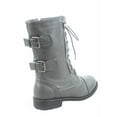 thumbnail image 2 of Top Moda Women's Combat Lace Up Mid Calf Boots, Low Heel 1.25", Black, Size 7, 2 of 2