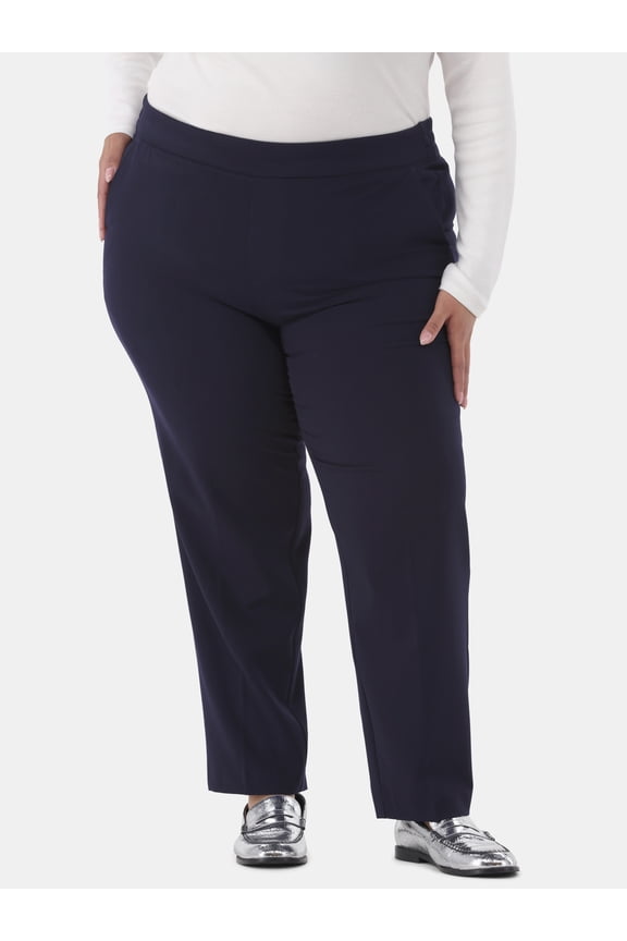 by Hanes Women's Plus Tummy Control Dress Pants, Sizes 0X-4X, Regular & Petite