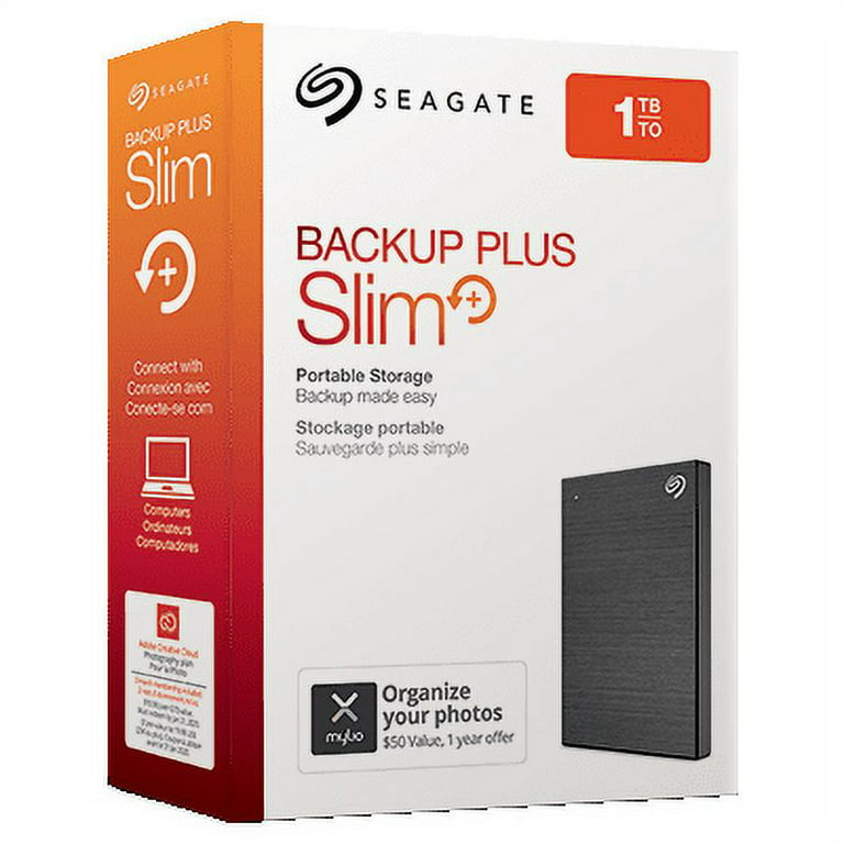 Seagate 1TB Backup Plus Slim Portable Drive USB 3.0, Black - Walmart.com