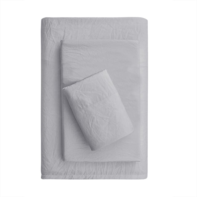 Ensemble de draps en microfibre ultra-douce prélavée Mainstays, Twin-XL, Argent doux, 3 pièces