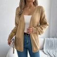 thumbnail image 6 of Ediodpoh Long Cardigans for Women Lightweight Long Sleeve Open Front Cardigan Solid Color Lace Knit Sweater Casual Oversized Coat Khaki L, 6 of 8