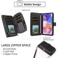 thumbnail image 4 of Dswteny Argyle Wallet Case for Samsung Galaxy A73 5G with Wrist Strap Shoulder Strap Zipper Purse Flip PU Leather Credit Card Holder Stand Accessories Cell Phone Cover for A 73 Women Girls Black, 4 of 7
