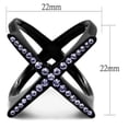 thumbnail image 2 of Luxe Jewelry Designs Women's IP Black Stainless Steel Cross Shaped Ring with Amethyst Crystals -, 2 of 4