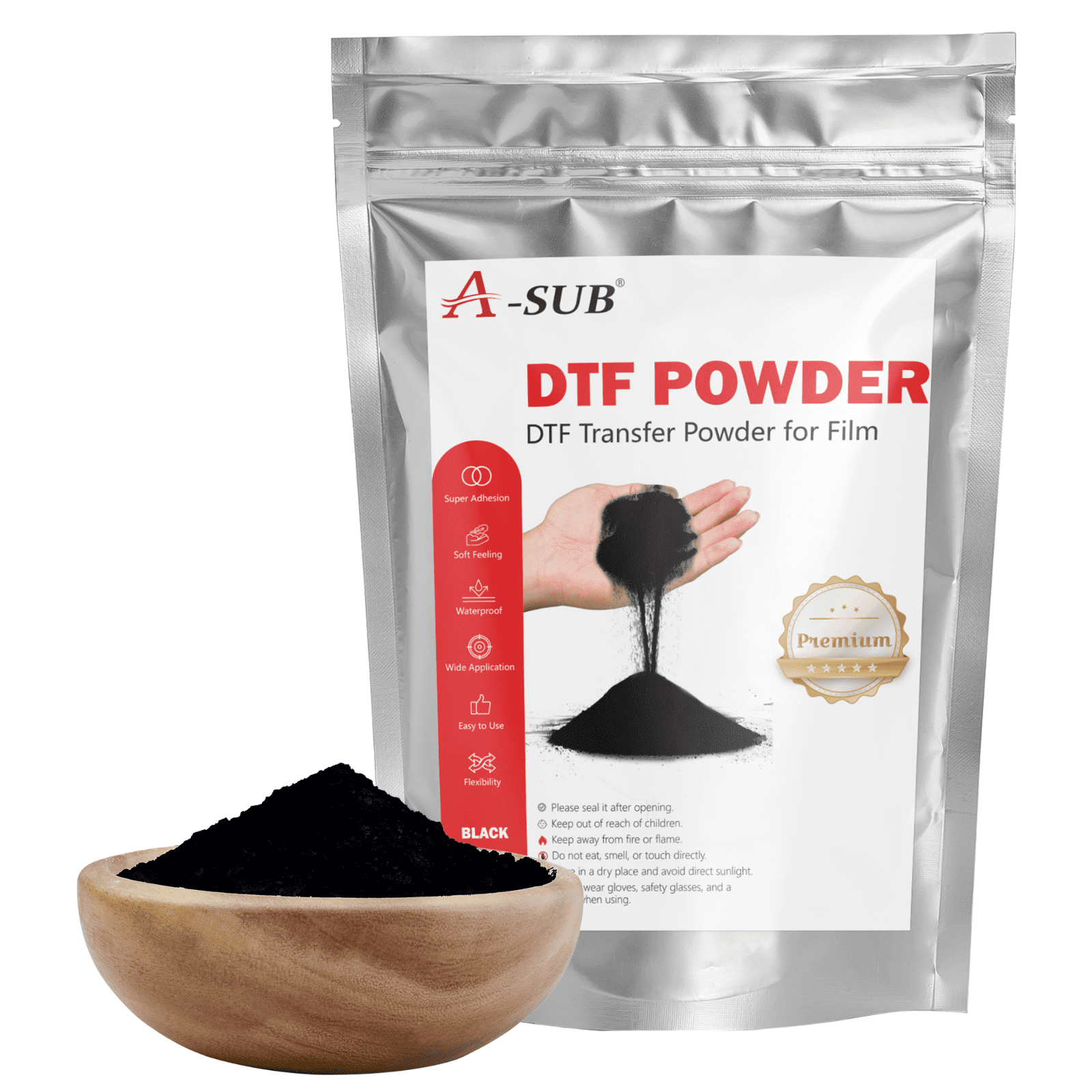A-SUB Direct to Film and Powder Kit for Sublimation Heat Transfer, DTF Starter Kit - 30 Sheets A4 DTF Film + 2.2lb Black DTF Powder