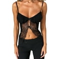 thumbnail image 5 of Biekopu Women Camisole, Spaghetti Straps Lace Patchwork Hollowed Bowknot Slit Summer Tops for Party Club, 5 of 7