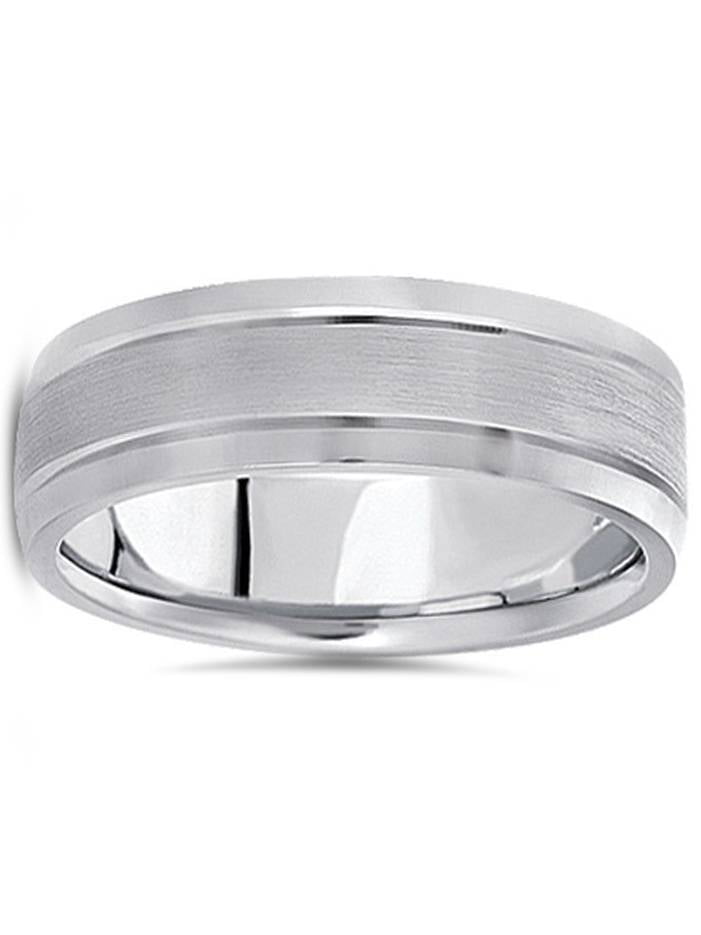 Jewelry Adviser Rings Titanium w/Argentium .925 Silver Inlay Ridged Edge 7mm Band