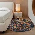 thumbnail image 2 of Boho Flowers Round Area Rug 7Ft Washable Circle Rugs for Dorm Laundry Room, Spring Abstract Watercolor Floral Leaf Non-Slip Carpet Floor Mats Indoor Outdoor Carpet Runner Aesthetic Home Decor, 2 of 8