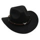 thumbnail image 5 of Sombrero de vaquero occidental, sombrero de ala ancha, gorra informal de rendimiento para adolescentes, vestido elegante Negro, 5 of 9