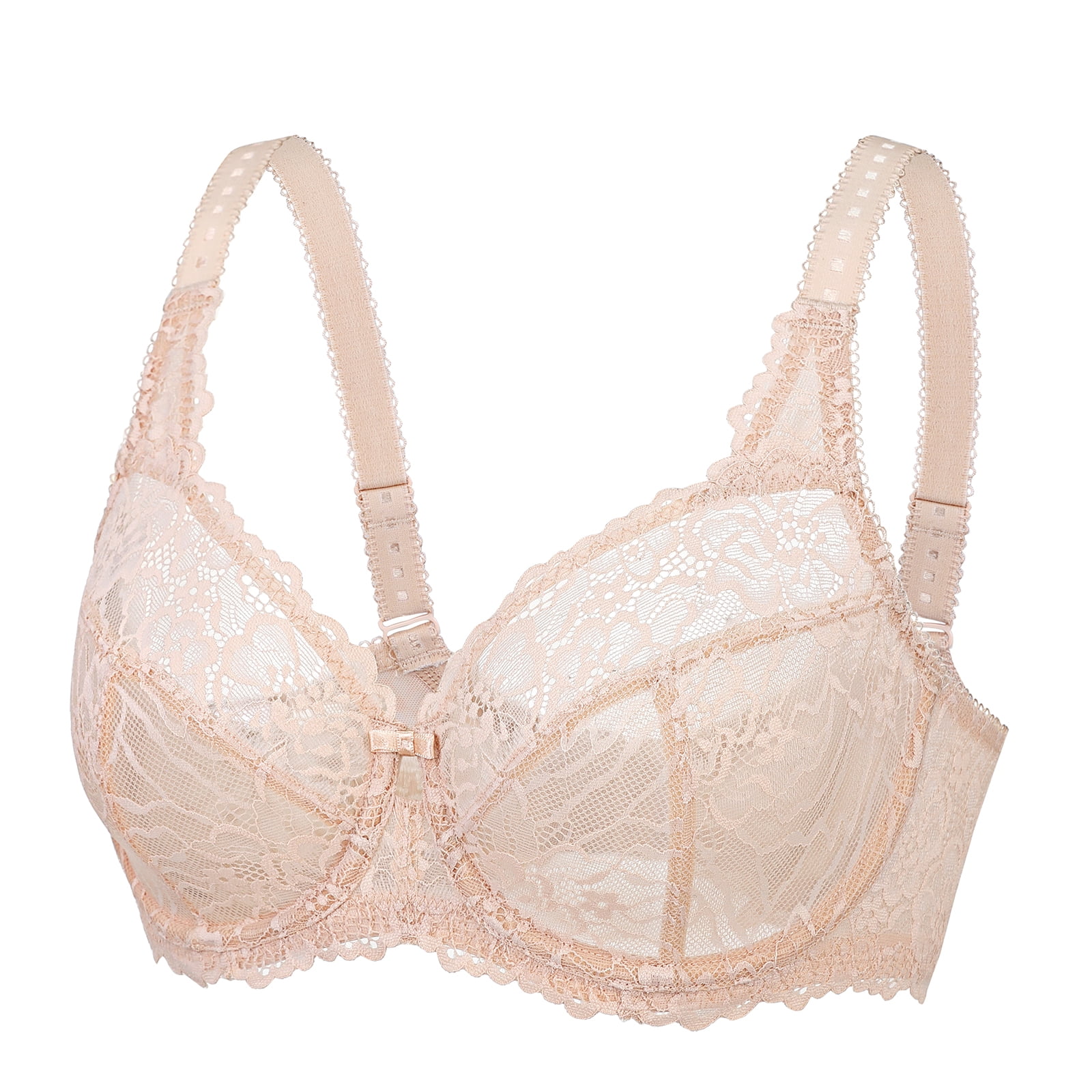 DELIMIRA Women's Plus Size Minimizer Bras Full Coverage Lace Unlined Underwire Bra B-K Cups
