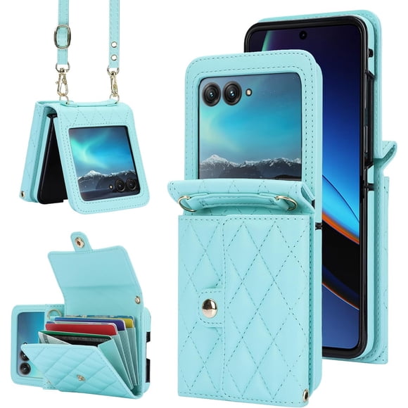 REQO for Motorola Razr 40 Ultra Accordion Crossbody Wallet Case, 4 Card Slots, RFID Blocking, and Adjustable Strap - Stylish and Versatile Accessory
