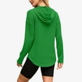 thumbnail image 5 of Otntypg Lightweight Hoodies for Women Jacquard Cable Knit Long Sleeve Drawstring V Neck Hooded Pullover Tops Loose Oversized Casual Tunic Sweatshirts with Pockets Green S, 5 of 8