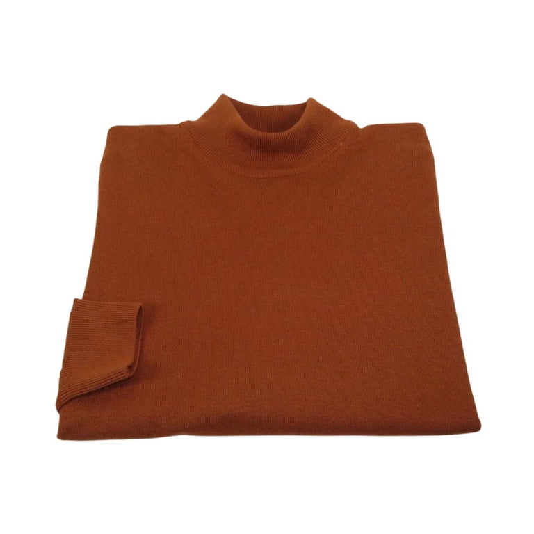 tobacco sweater Men's Sweater Knit By BRANGO Turkey Mock Neck Cotton Blend 21050 Tobacco