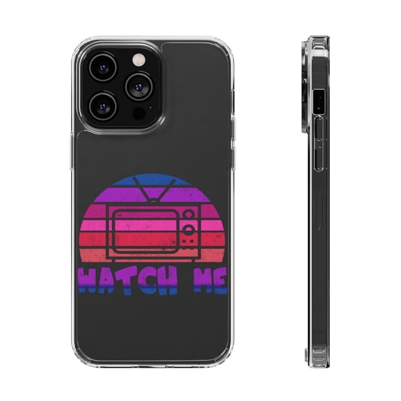 DistinctInk Clear Case for Apple iPhone 15 PRO (6.1" Screen) - Watch Me - TV