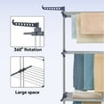 thumbnail image 6 of 3-Tier Foldable Clothes Drying Rack with Wheels, 77 lb Capacity, Gray, 6 of 11