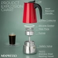 thumbnail image 4 of Mixpresso 9 Cup Greca Stovetop Espresso Maker 450ml/15oz, Moka Pot with Coffee Percolator Design, Red Stainless Steel Stove Top Coffee Maker for Camping or Home Use, Italian Coffee Maker Stovetop, 4 of 6