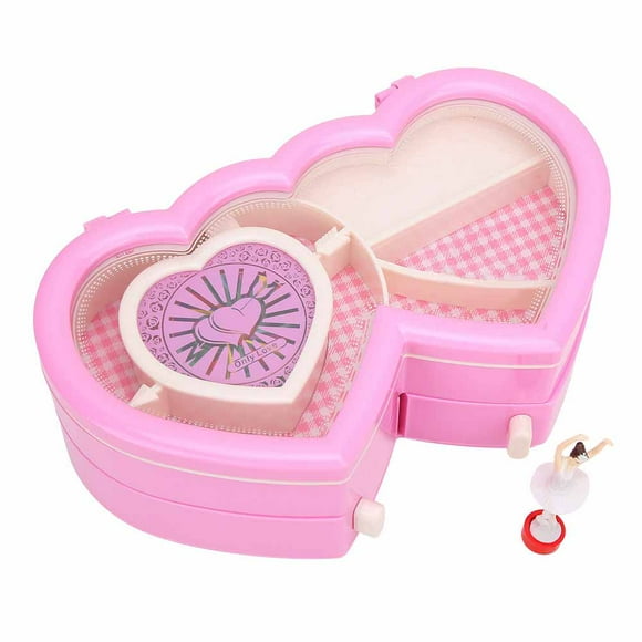 Love Heart Dancing Girl Music Box Desktop Decor Jewelry Storage Box Kids Toys Gift