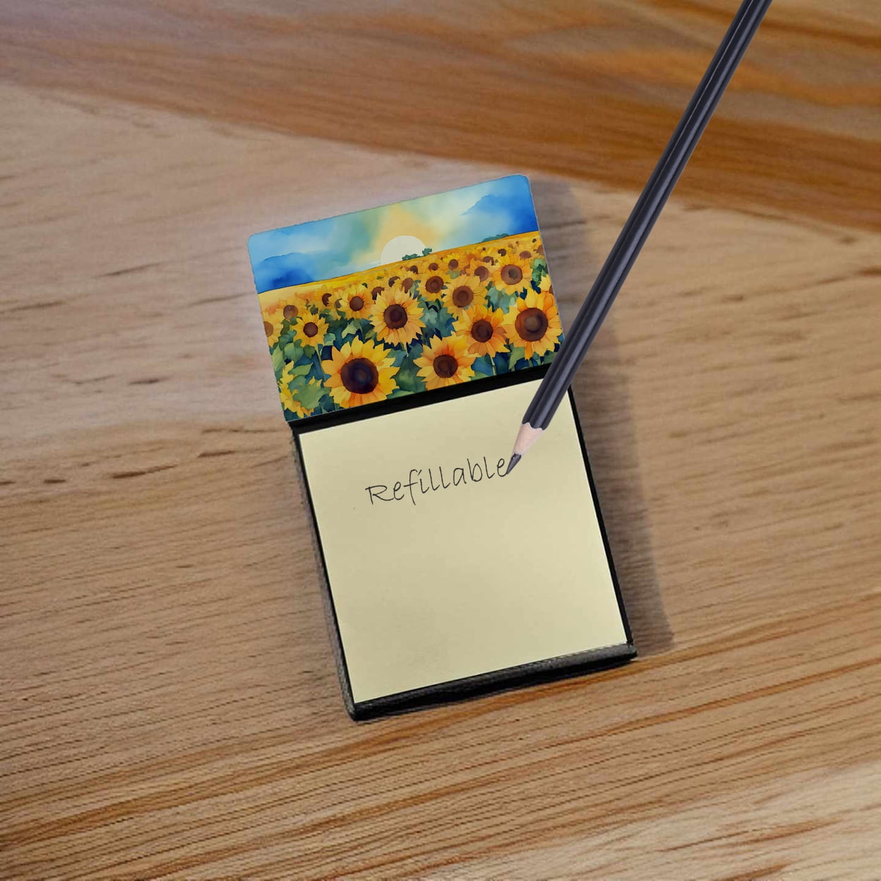 Kansas Sunflowers in Watercolor Sticky Note Holder 3.25 in x 5.25 in