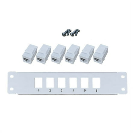 WINDLAND Patch Panel 6 Port CAT6 with Inline Keystone 10G Pass-Thru Coupler Patch Panel