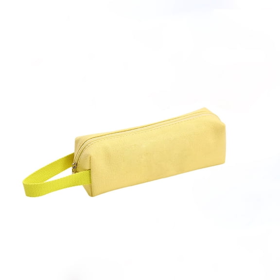 Canvas Pencil Pouch, Solid Color Pencil Case with Carry Strap, Portable Stationery Organizer for Office Workstation Artist Drawing and Travel Storage