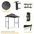 thumbnail image 2 of 8'X5' Grill Gazebo Canopy, Grill Tent for Outdoor Grill, Double Tiered BBQ Gazebo with Steel Frame, Two Shelves, Nine Hooks and A Bottle Opener, Small Grill Shelter For Backyard, Patio (Grey), 2 of 9