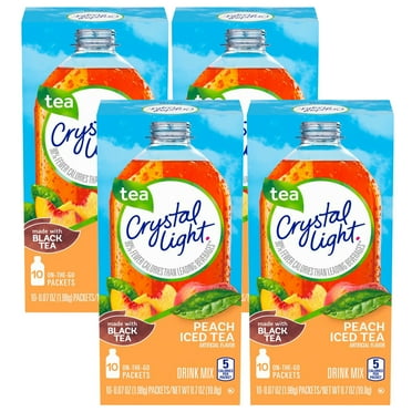Crystal Light Peach Iced Tea Powdered Drink Mix, 10 ct - 0.7 oz Packets (Pack - 4)